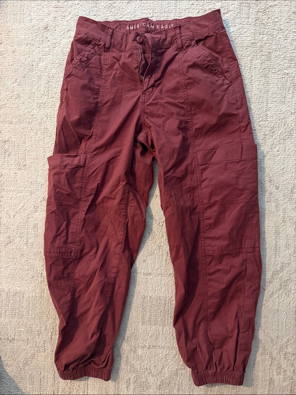 American Eagle Outfitters Men's Maroon Cargo Jogger Pants